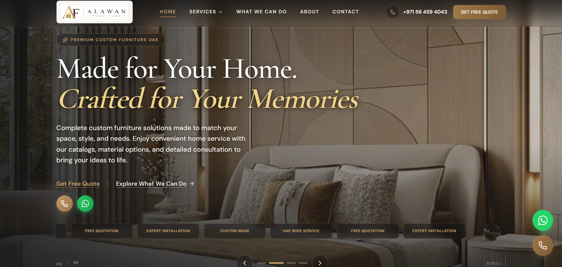 Al-Awan Furniture website imagery
